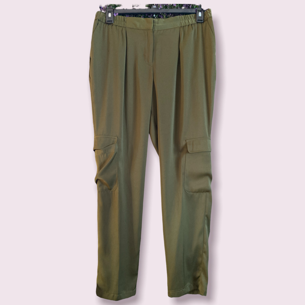 Women's Worthington Pants Elastic Waist Cargo -olive